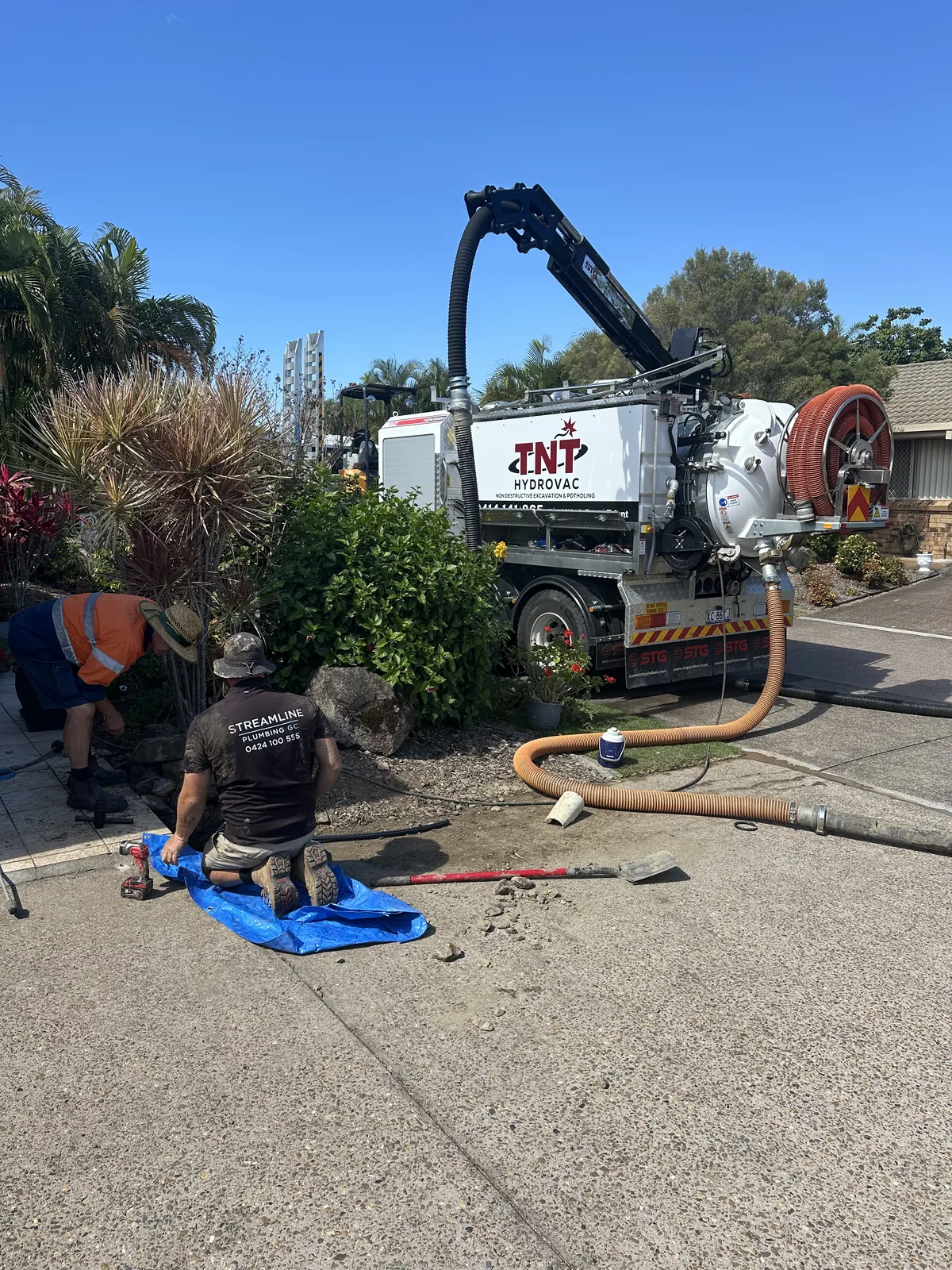 Driveway plumbing-support work